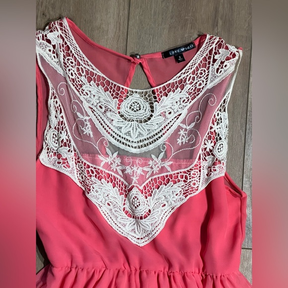 Love Coral and Ivory Lace Mini Dress - Picture 2 of 4